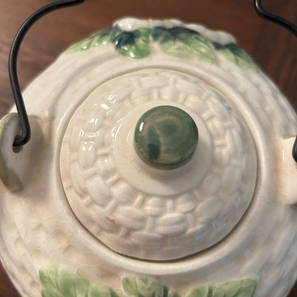 🎅🏻 VINTAGE 1970’S CERAMIC SUNFLOWER FOOTED TEAPOT METAL HANDLE JAPAN 7” - Picture 5 of 7